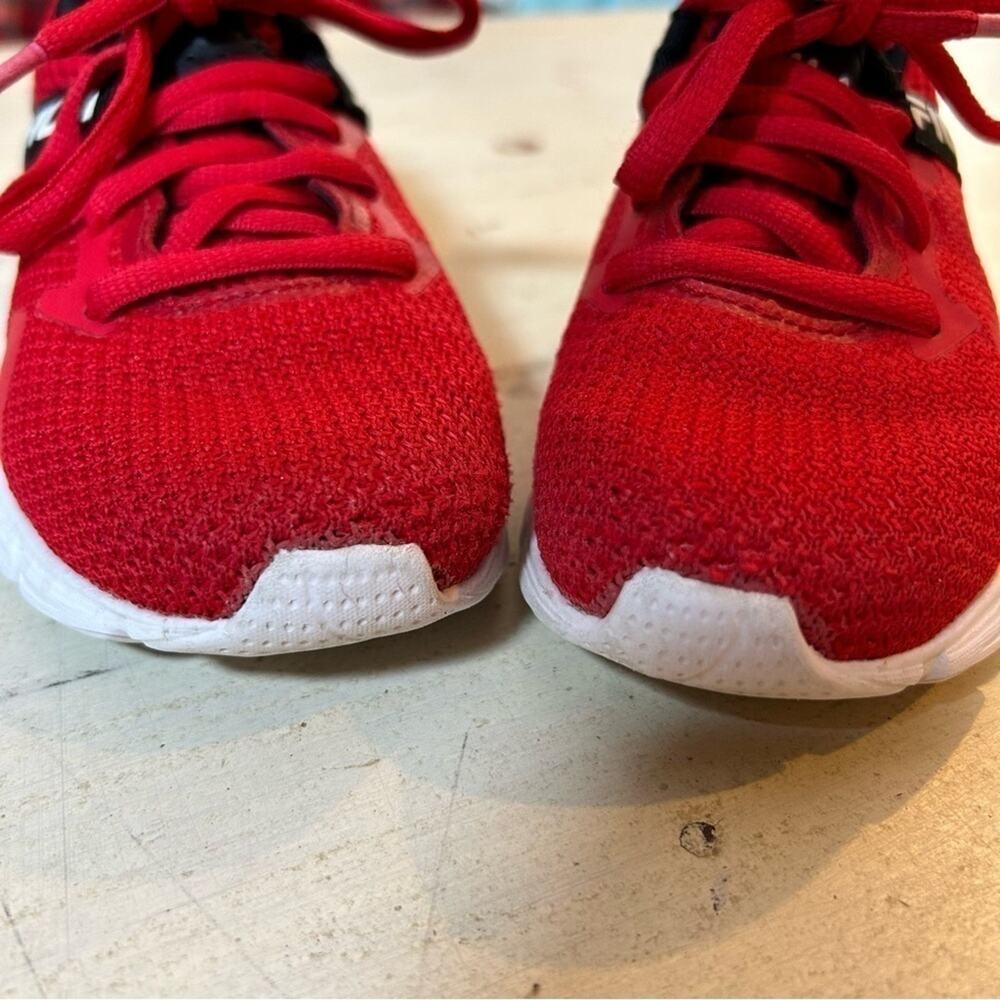 Kids Fila Sneakers, Red Mesh with Black Details, Lace Up, Size 11 - Picture 4 of 12